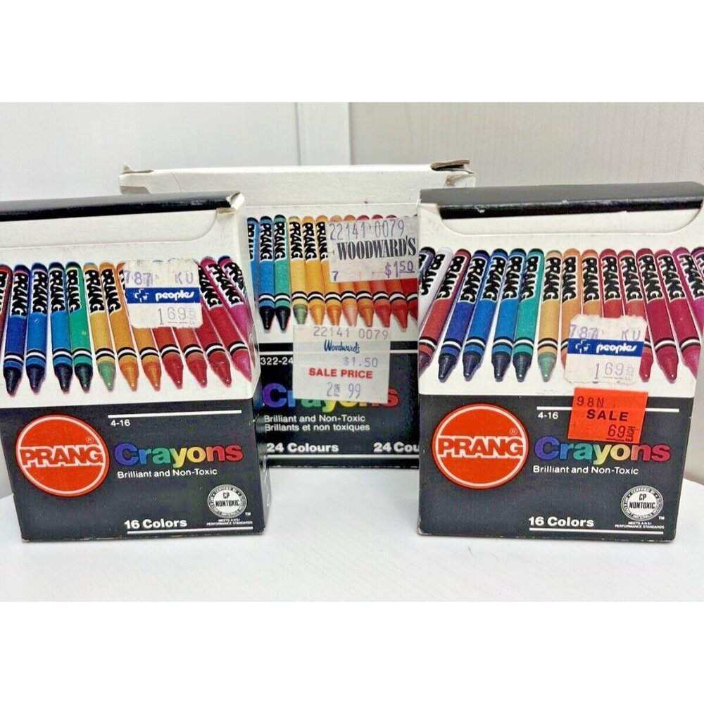 Vintage Crayons Prang 3 boxes Non-Toxic Dixon Co Made in‎ USA NOS